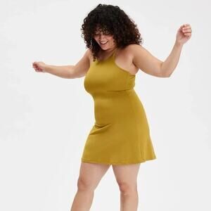 Girlfriend Collective Naomi Workout Dress Saturn Mustard-Small